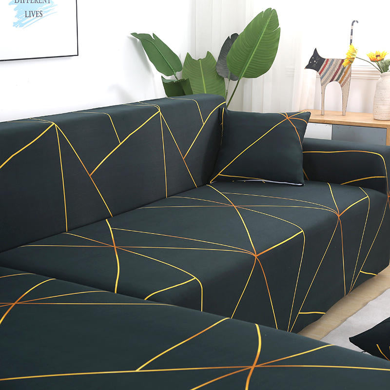 L Shape Sofa Cover- Prism Gold - Luxury Quality Strechable & Dust-proof Sofa Cover