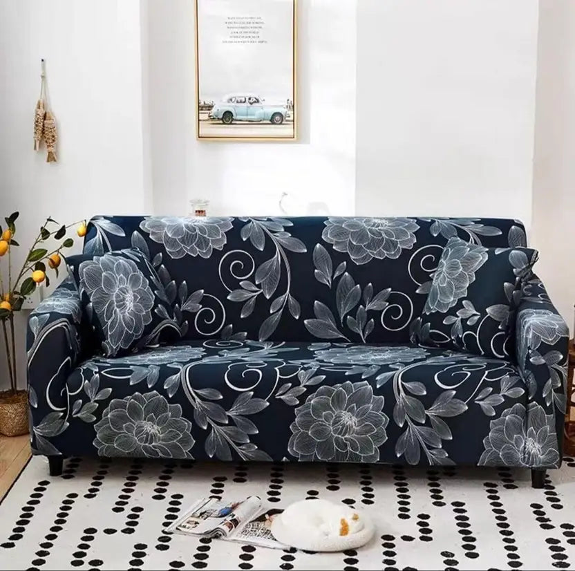 GREY Flooral - Luxury Quality Strechable & Dust-proof Sofa Cover