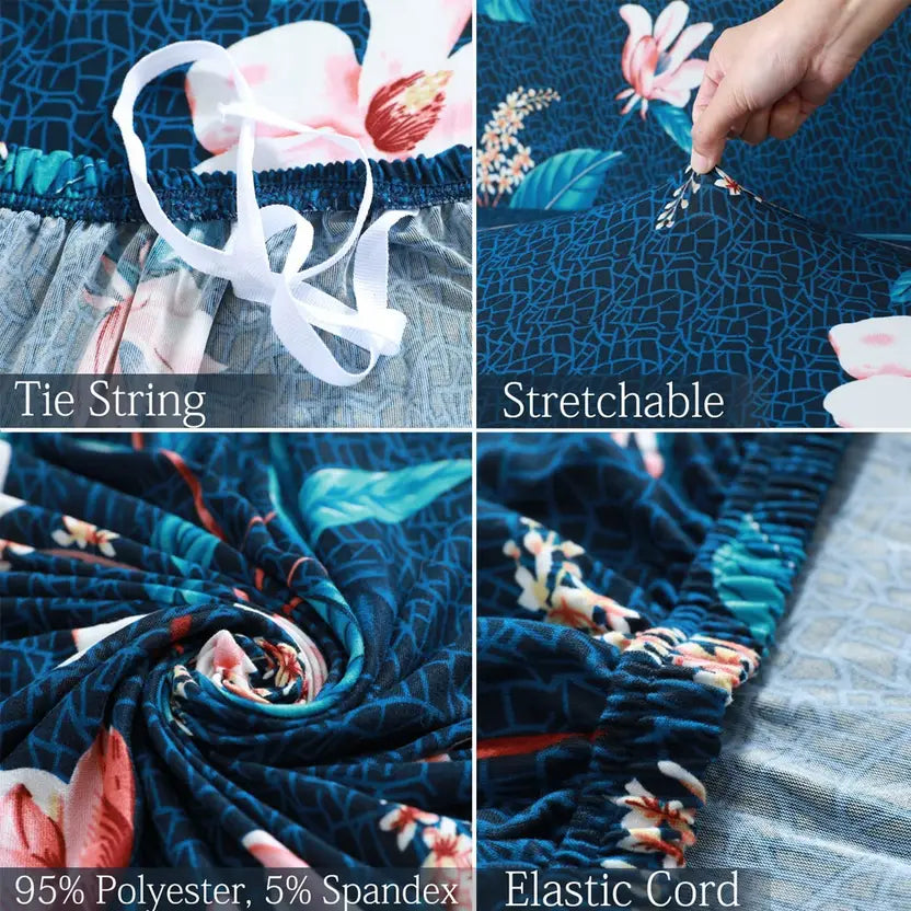 Sofa Cover- Blue Flooral - Luxury Quality Strechable & Dust-proof Sofa Cover