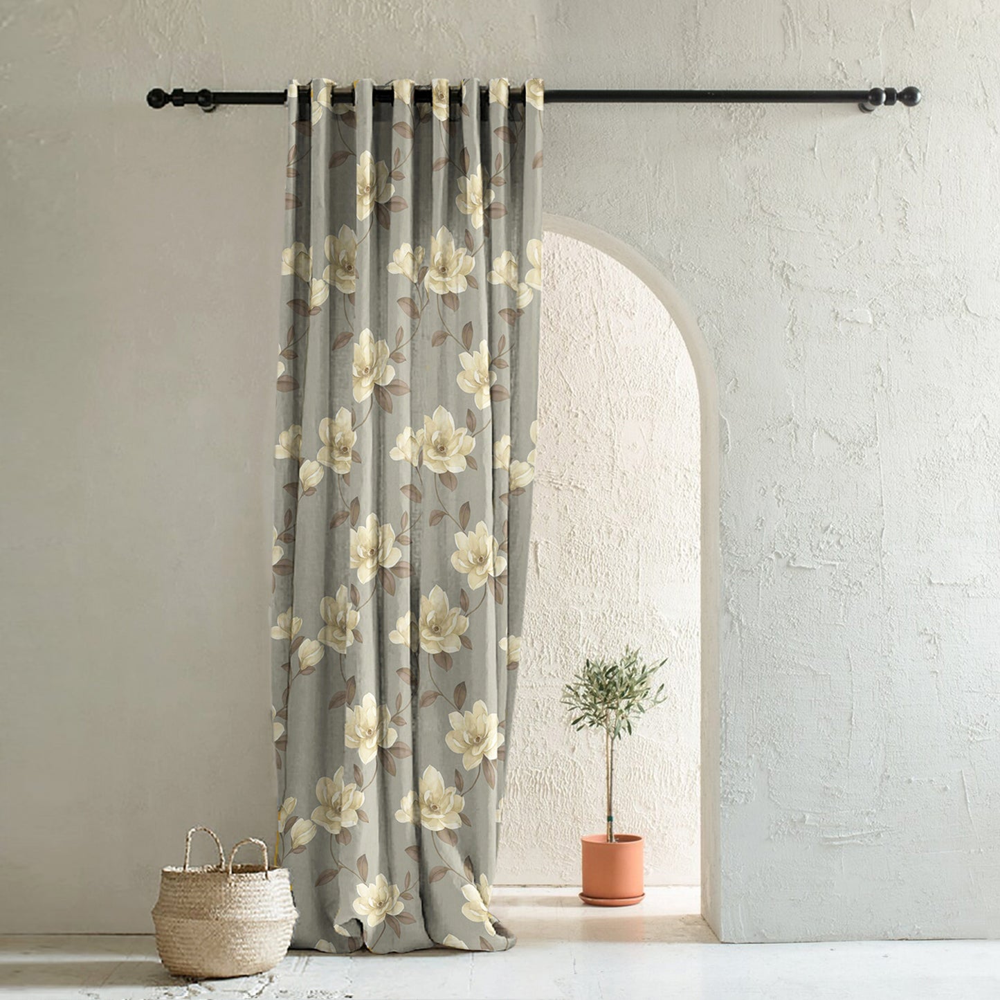 Elegant Floral Print Room Darkening Curtains- Set Of 1pc - DS129A