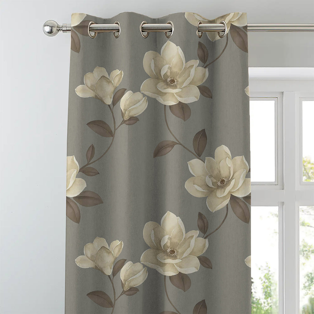 Elegant Floral Print Room Darkening Curtains- Set of 2 - DS129A
