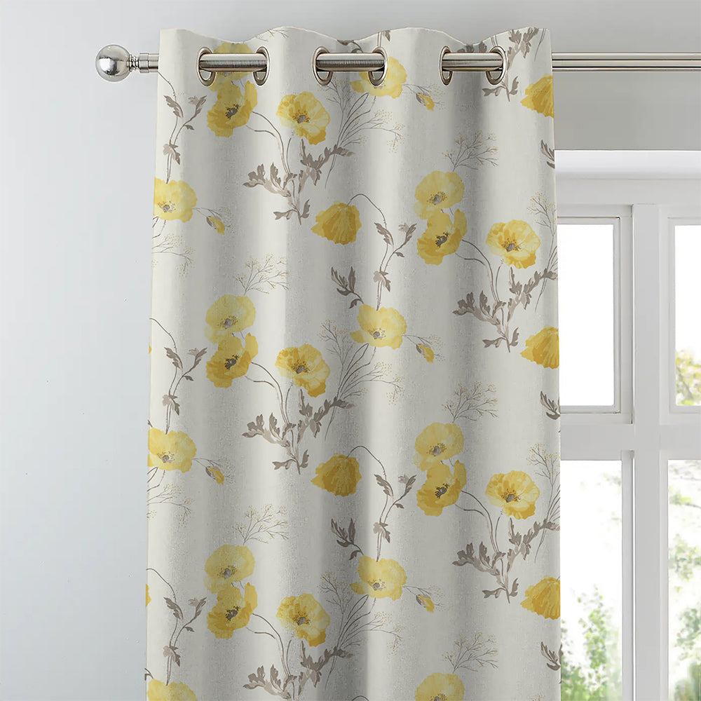 Elegant Floral Print Room Darkening Curtains Set of 2 DS133A