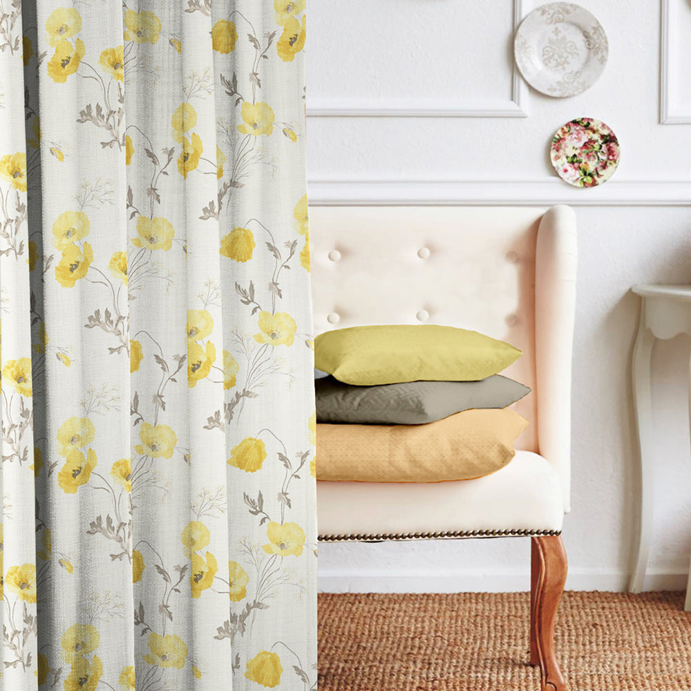 Elegant Floral Print Room Darkening Curtains Set of 2 DS133A