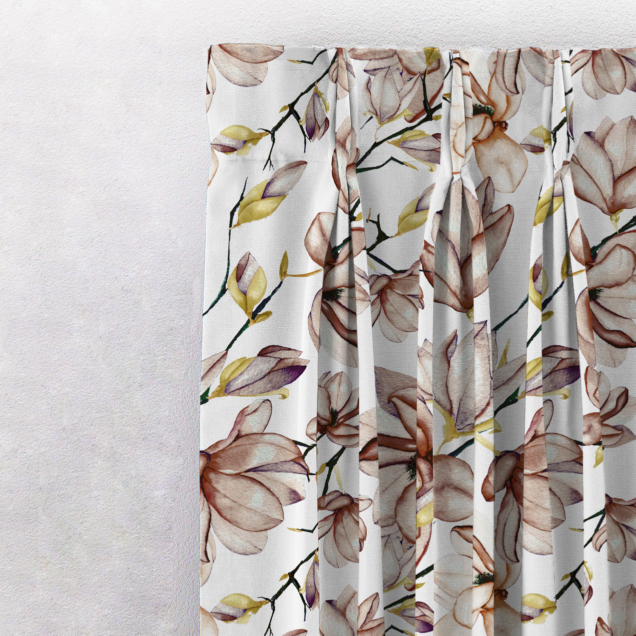 Bold Blossoms Floral Brown Heavy Satin Room Darkening Curtains Set Of 2 - (DS147F)