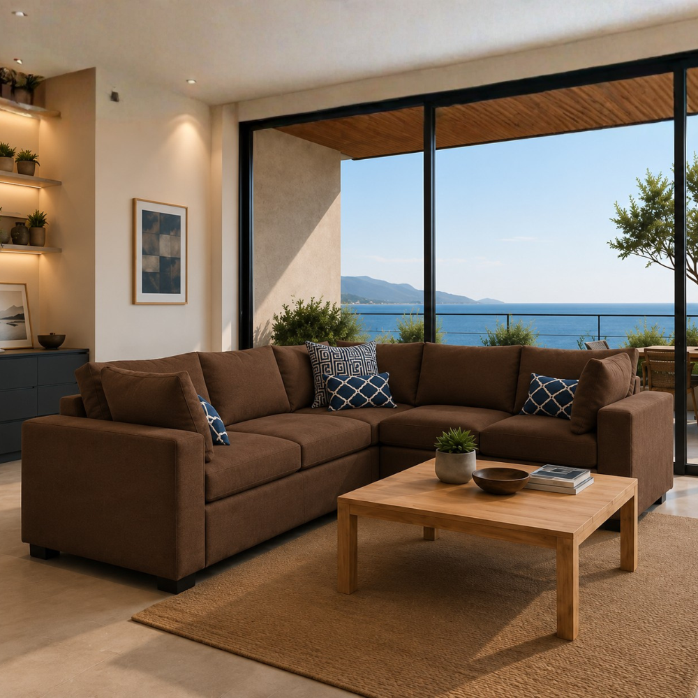 Alston Fabric L Shape 5 Seater Corner Sofa | Modern Living Room Sofa