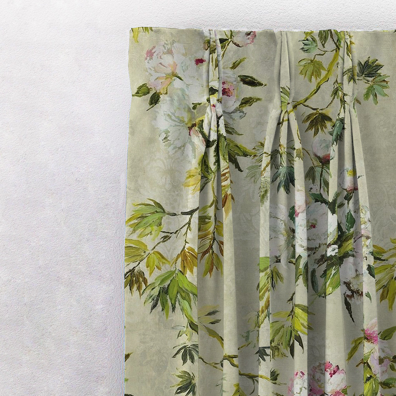 Elegant Floral Print Room Darkening Curtains Set of 2 DS154A