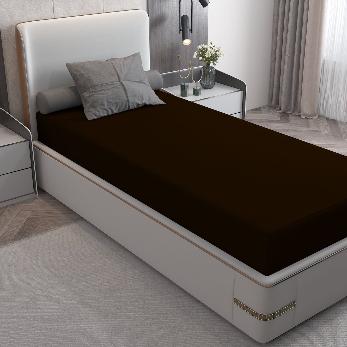 Waterproof Mattress Protector with 360 Degree Elastic Strap, Cotts Wonder Lycra (Coffee, Available in 16 Sizes)