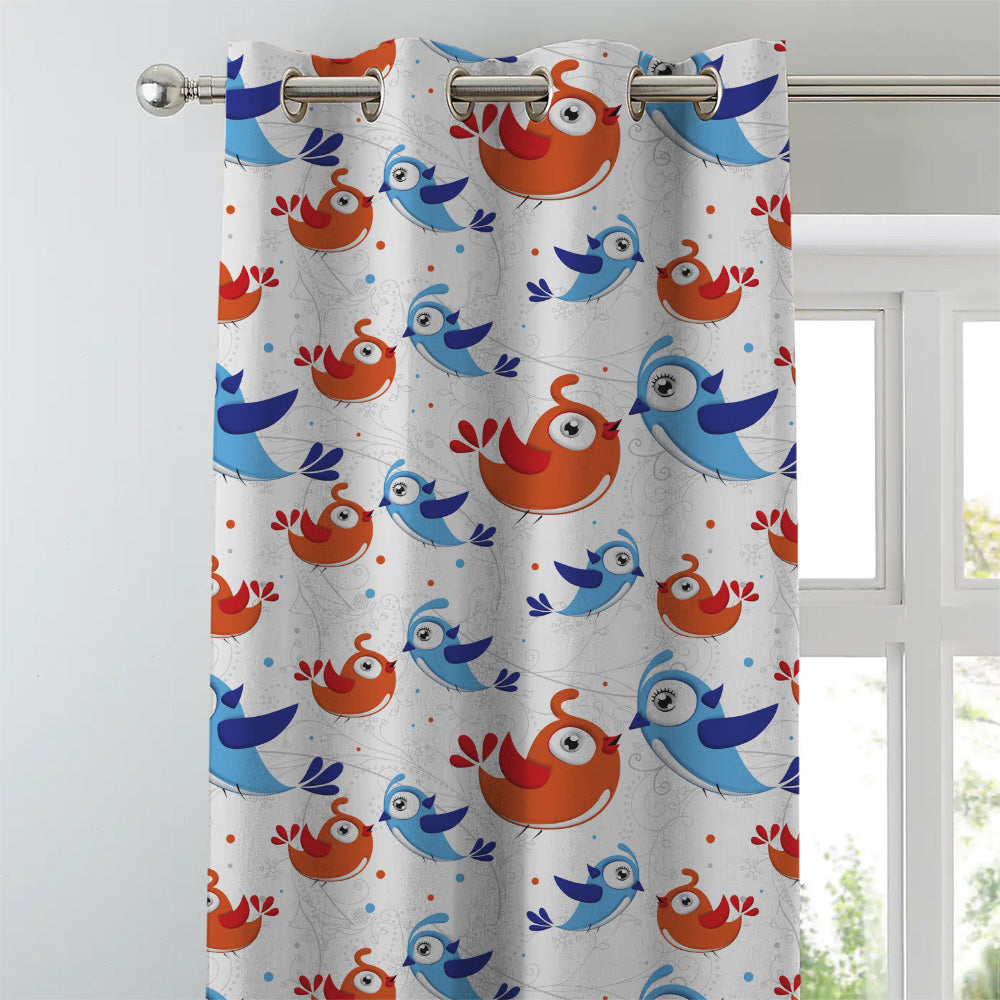 Birds of Joy Kids Red Heavy Satin Room Darkening Curtains Set Of 2 - (DS166A)