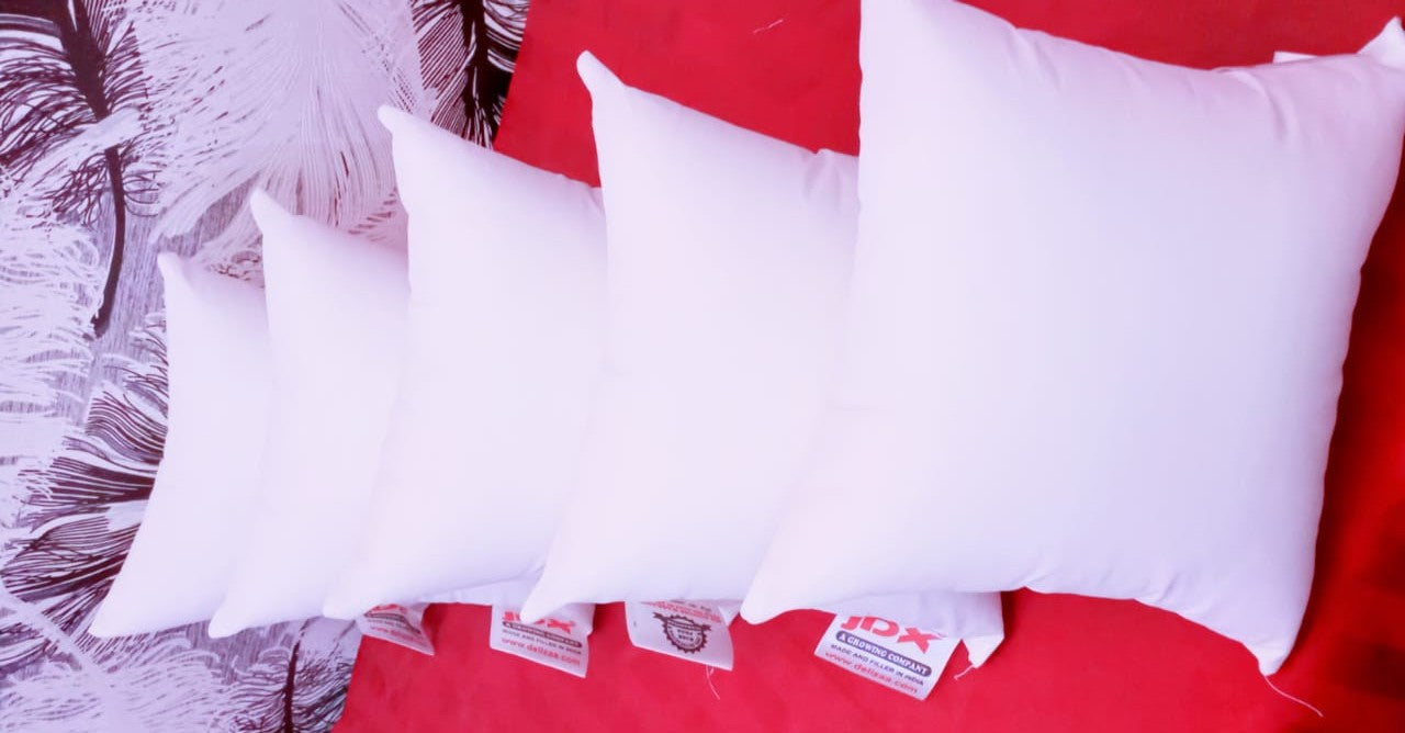 JDX Soft Microfiber Square White Cushion Filler for Bed, Sofa, Set of 5