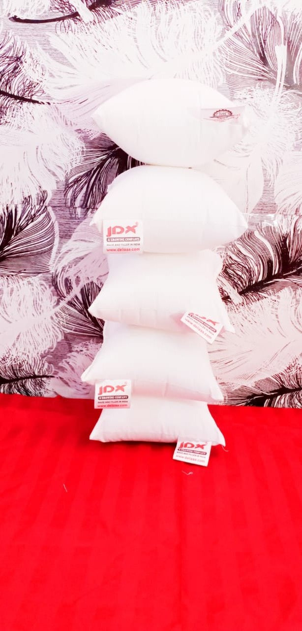 JDX Soft Microfiber Square White Cushion Filler for Bed, Sofa, Set of 5