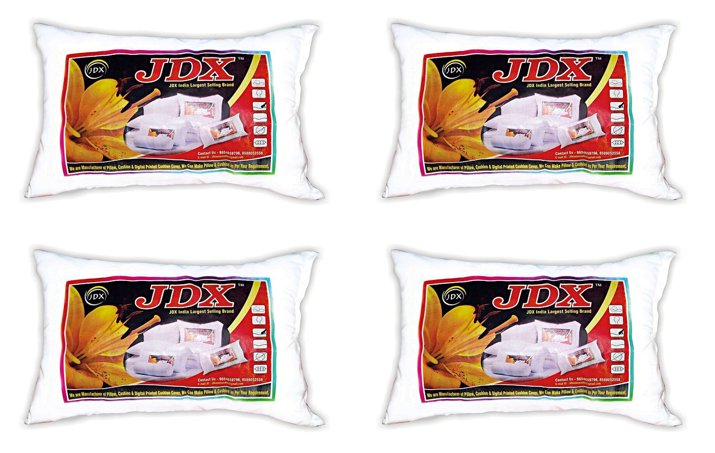 JDX Hotel Quality Pillow for Bed, Soft Pillows for Sleeping, White, Pack of 4 Pillows