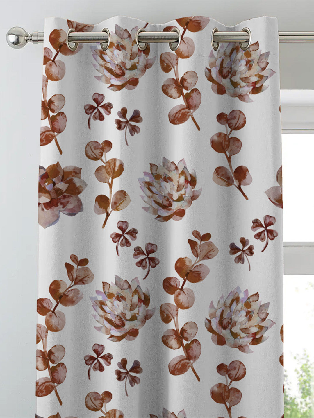 Elegant Floral Print Room Darkening Curtains Set of 2 DS19B
