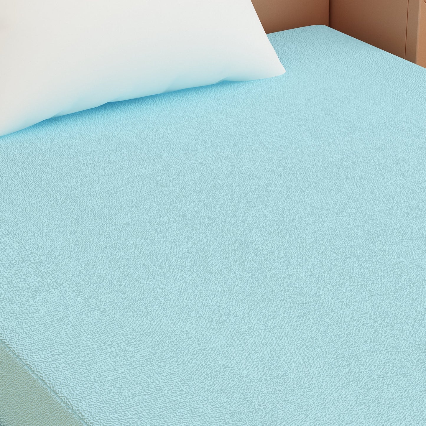 Waterproof Mattress Protector with 360 Degree Elastic Strap, Luxury Terry (Sky Blue, Available in 16 Sizes)