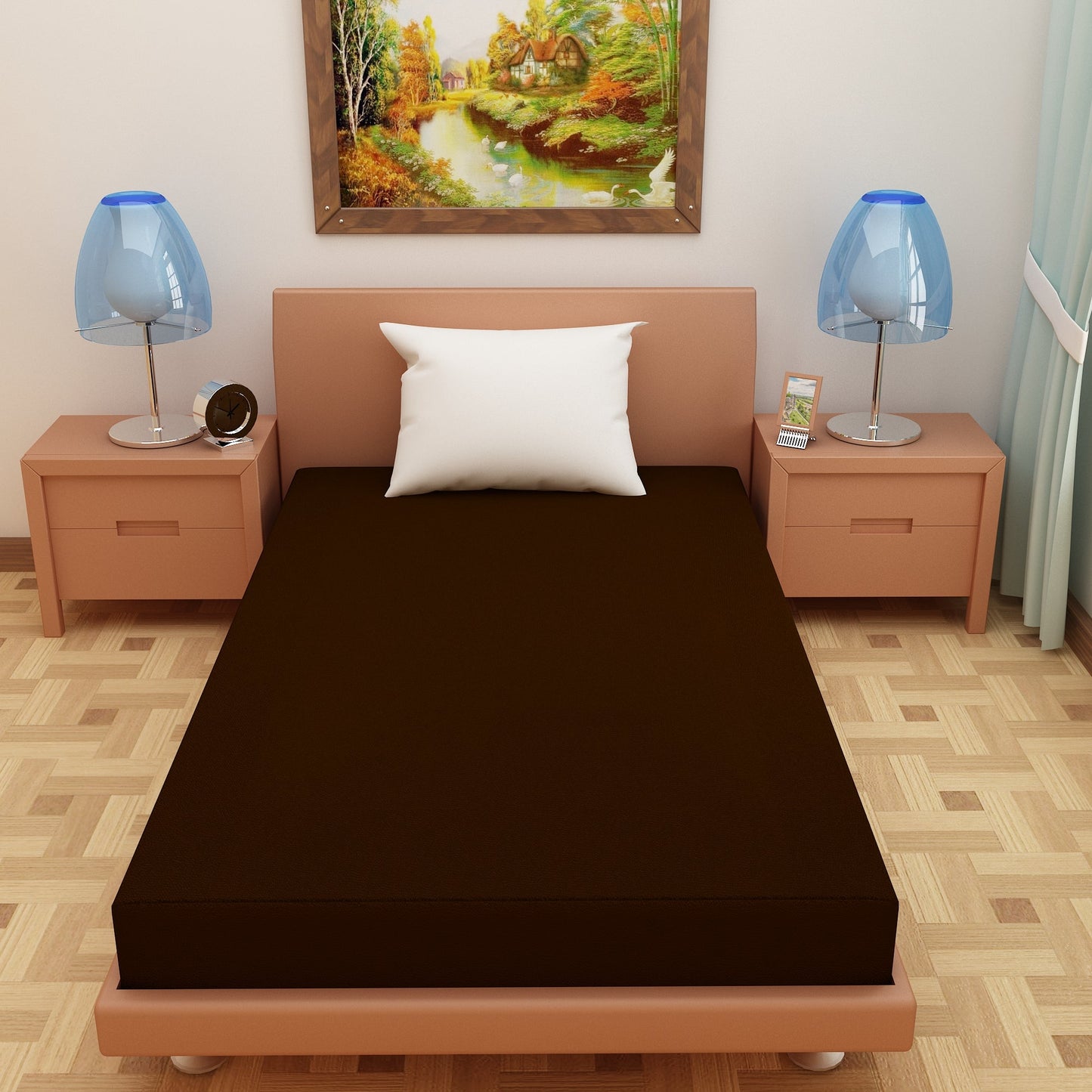 Waterproof Mattress Protector with 360 Degree Elastic Strap, Luxury Terry (Coffee, Available in 16 Sizes)