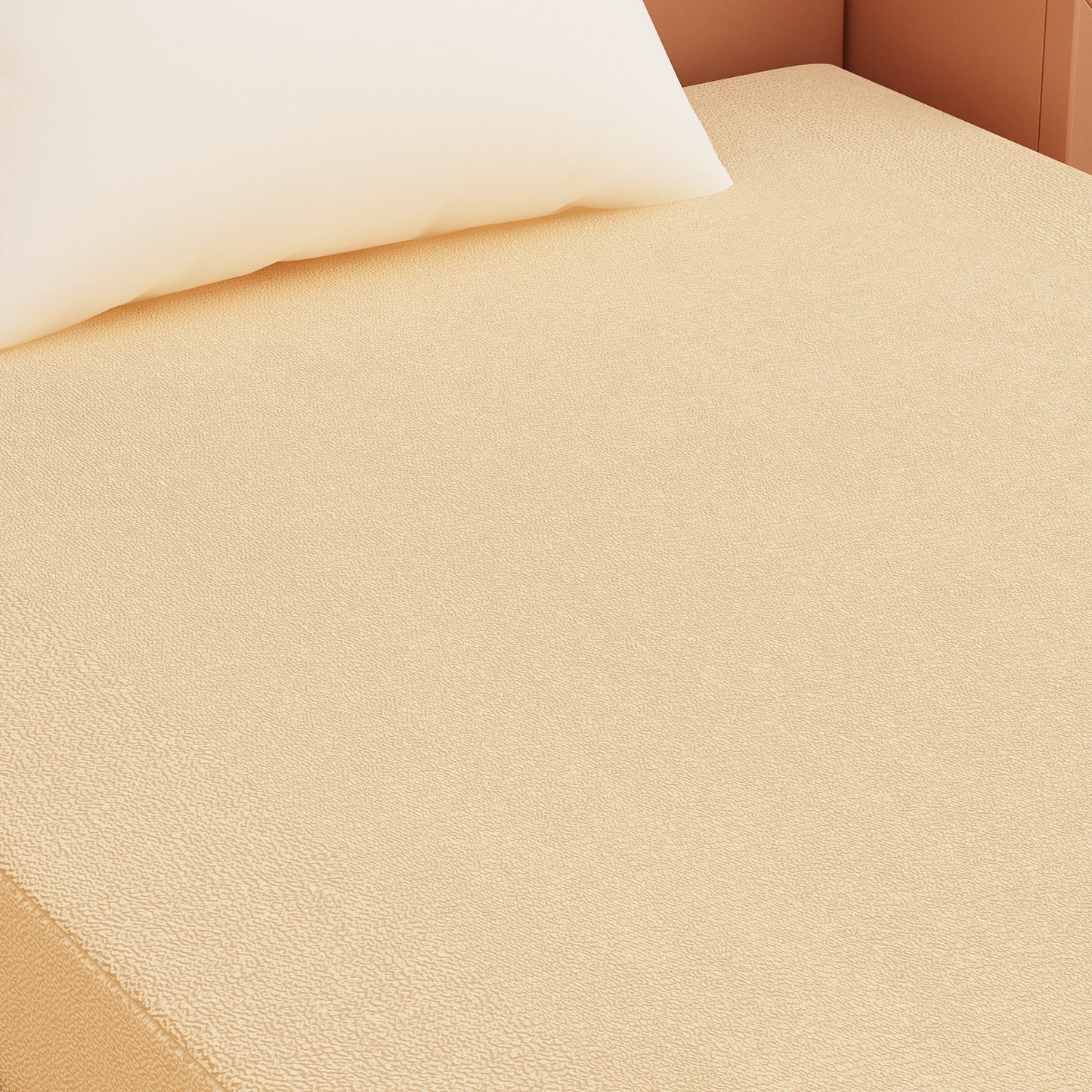 Waterproof Mattress Protector with 360 Degree Elastic Strap, Luxury Terry (Beige, Available in 16 Sizes)