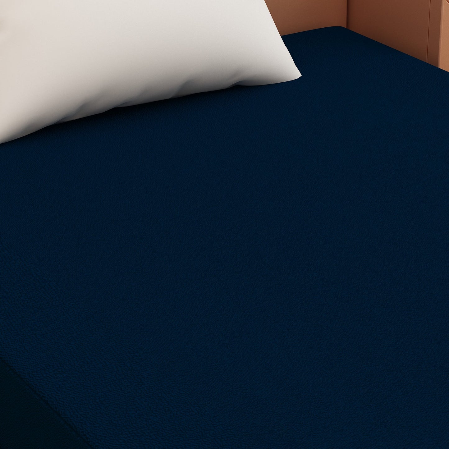 Waterproof Mattress Protector with 360 Degree Elastic Strap, Luxury Terry (Navy Blue, Available in 16 Sizes)