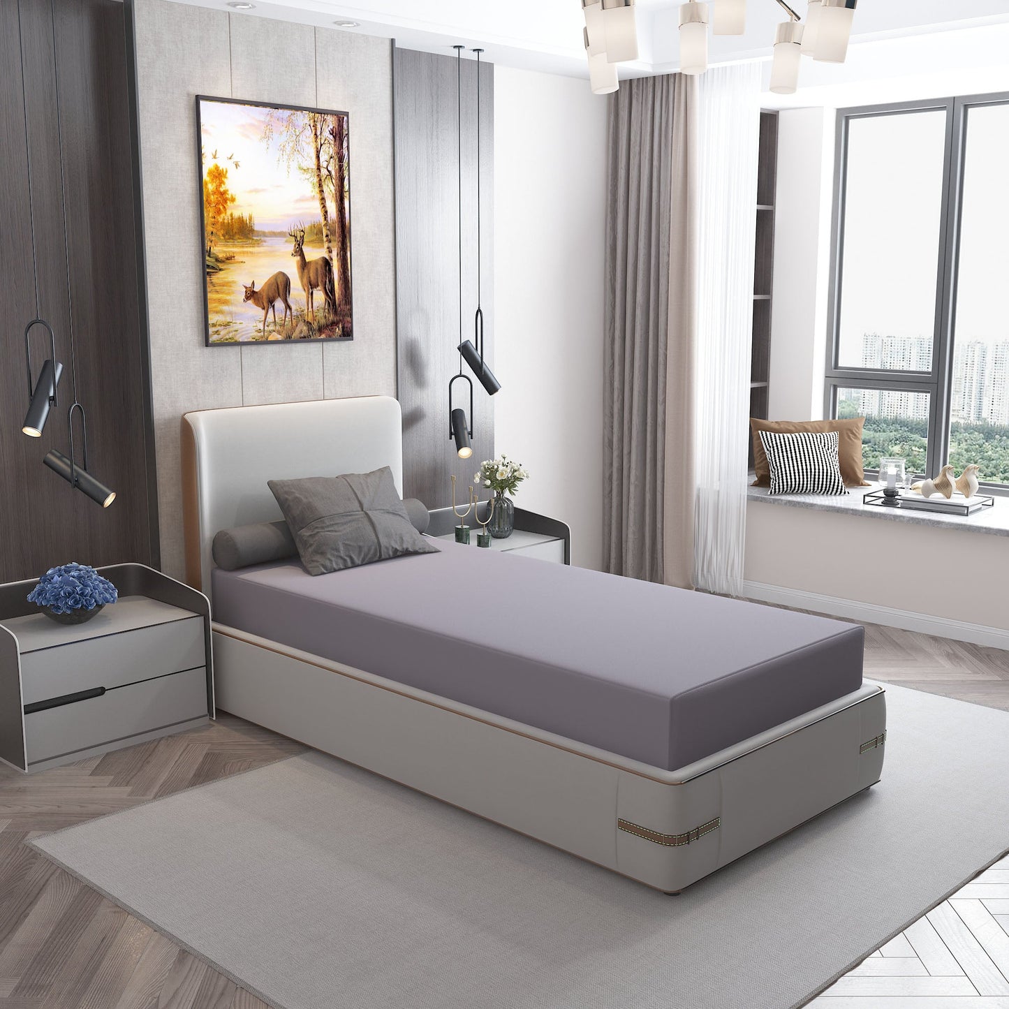Waterproof Mattress Protector with 360 Degree Elastic Strap, Cotts Wonder Lycra (Grey, Available in 16 Sizes)