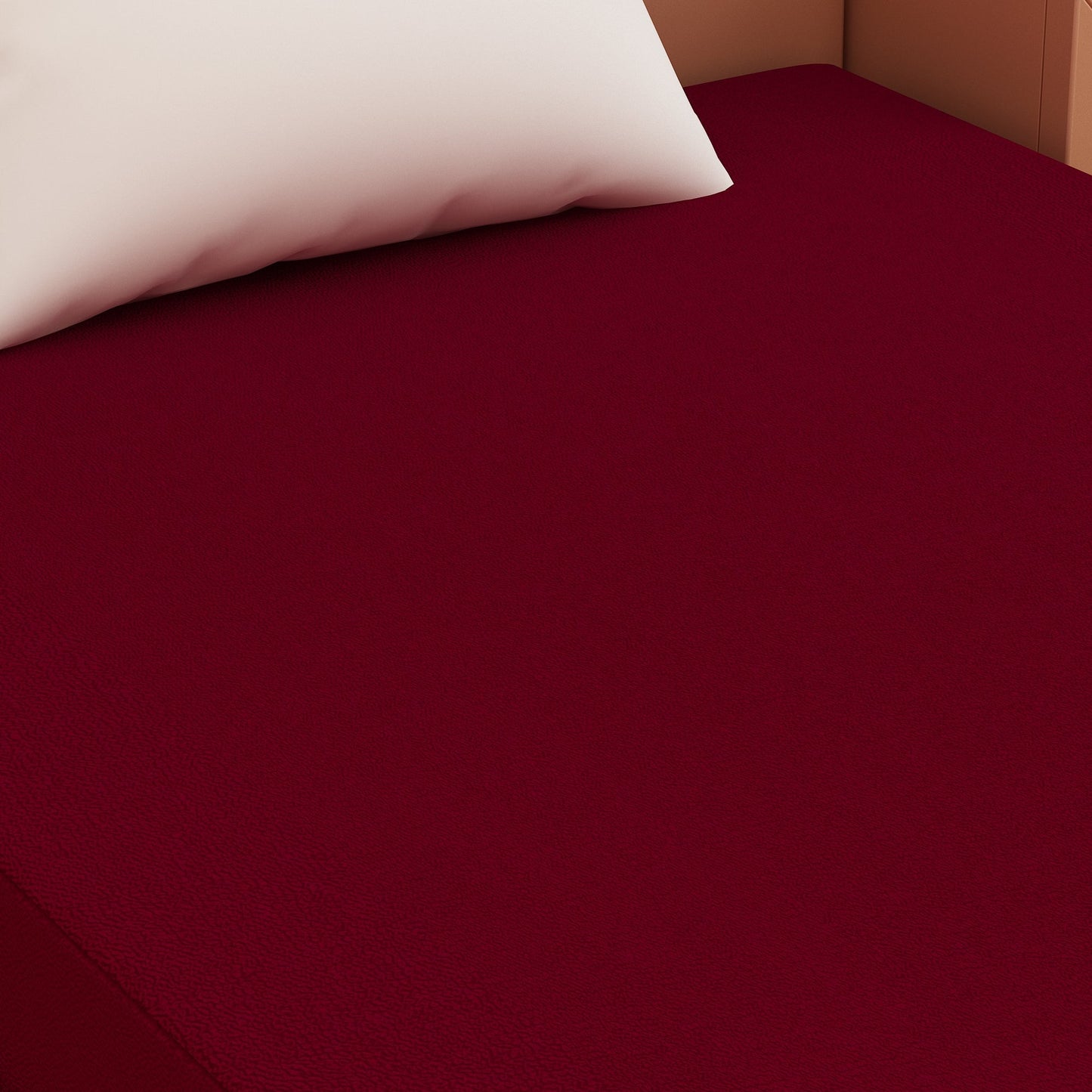 Waterproof Mattress Protector with 360 Degree Elastic Strap, Luxury Terry (Maroon, Available in 16 Sizes)