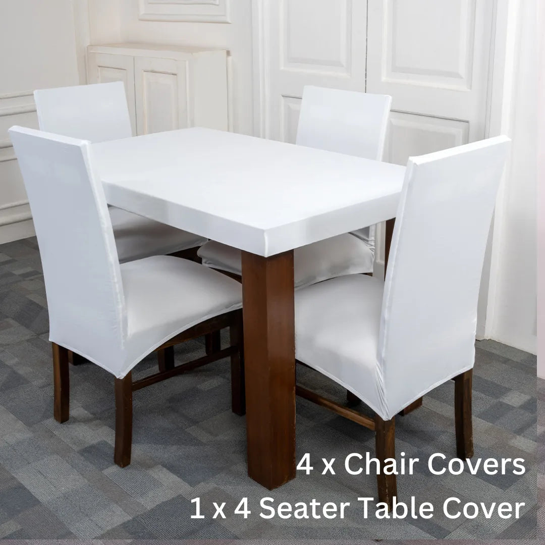 White Chair Table Covers - Dustproof, Stain-Free, Machine Washable & Water Resistant