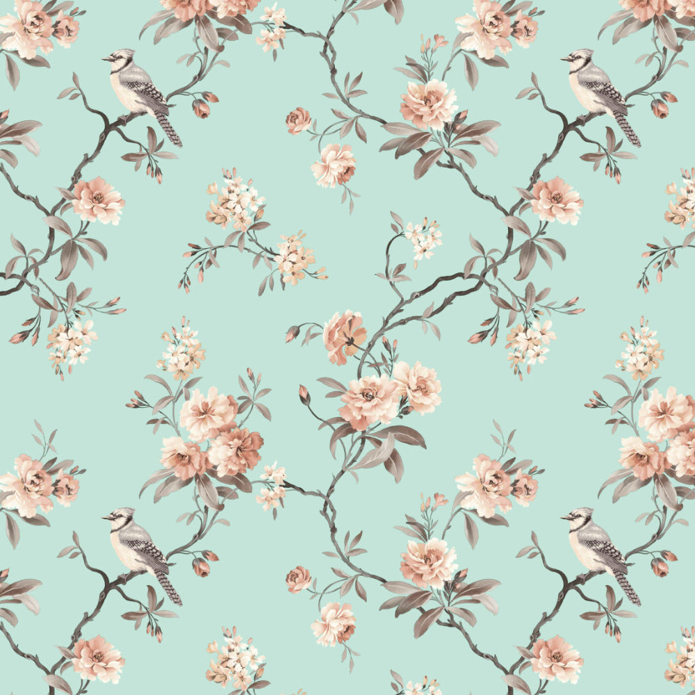 Blossoming Wings Floral Dusty Brown Heavy Satin Room Darkening Curtains Set Of 2 - (DS207A)