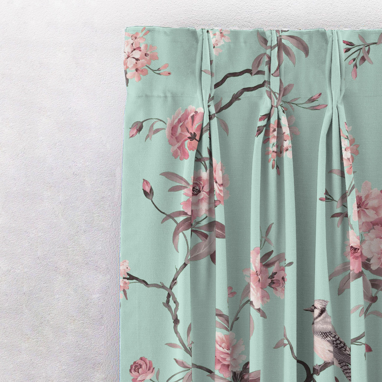 Elegant Floral Print Room Darkening Curtains Set of 2 DS207B