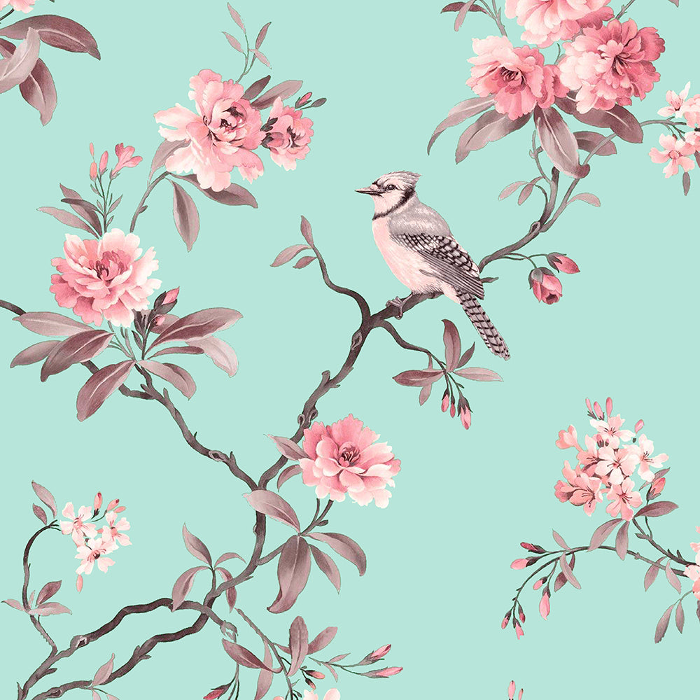 Elegant Floral Print Room Darkening Curtains Set of 2 DS207B