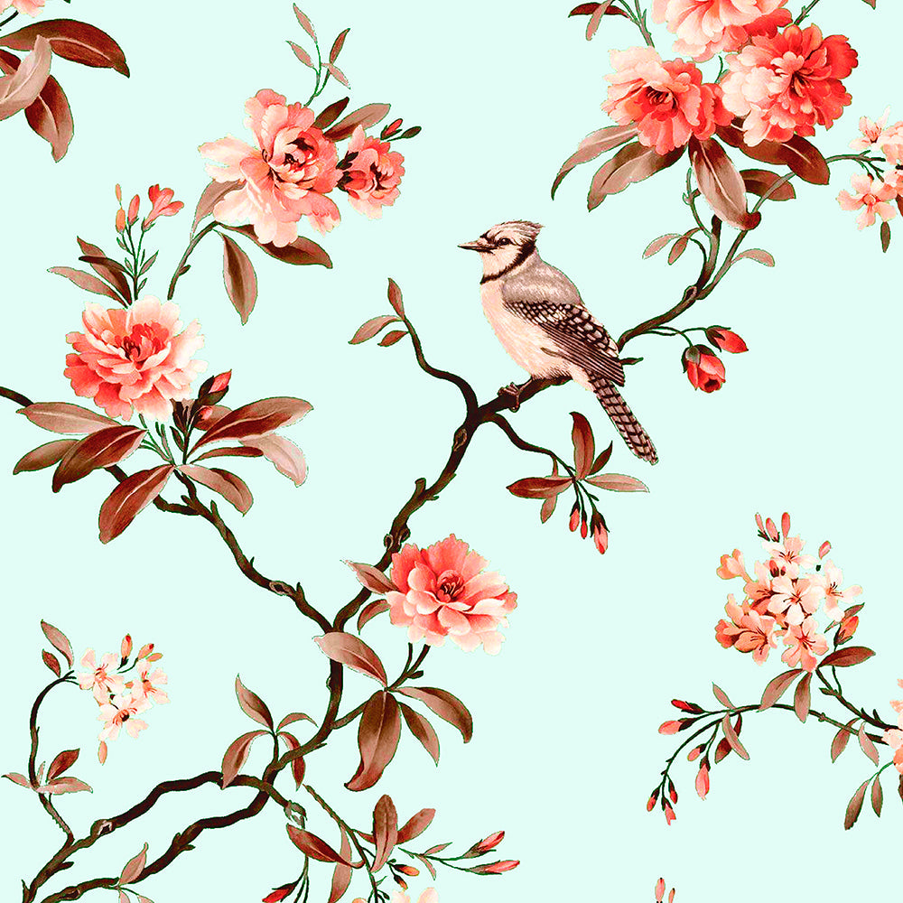 Elegant Floral Print Room Darkening Curtains Set of 2 DS207F