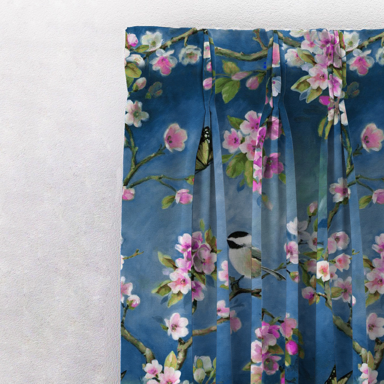 Elegant Floral Print Room Darkening Curtains Set of 2 DS225H