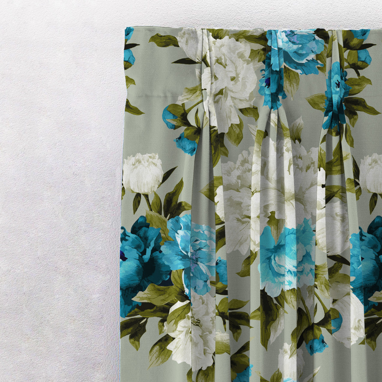 Elegent Floral Print Matt Finish Room Darkening Curtain Set of 2 MTDS230A