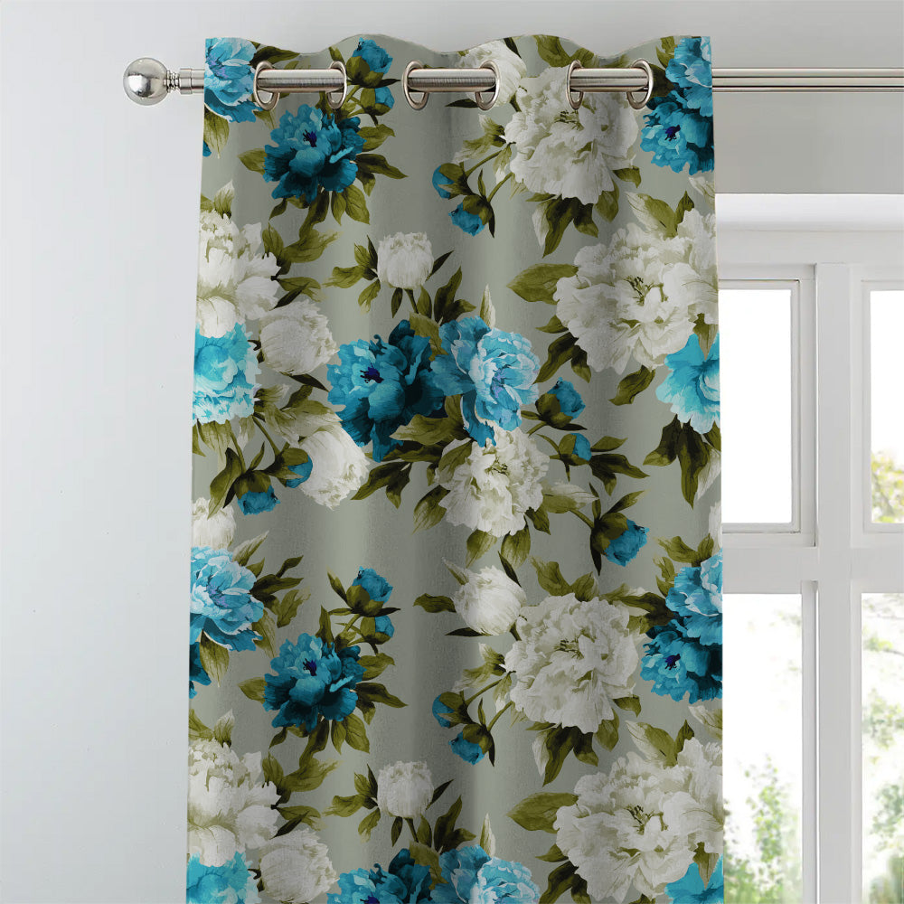 Elegent Floral Print Matt Finish Room Darkening Curtain Set of 2 MTDS230A