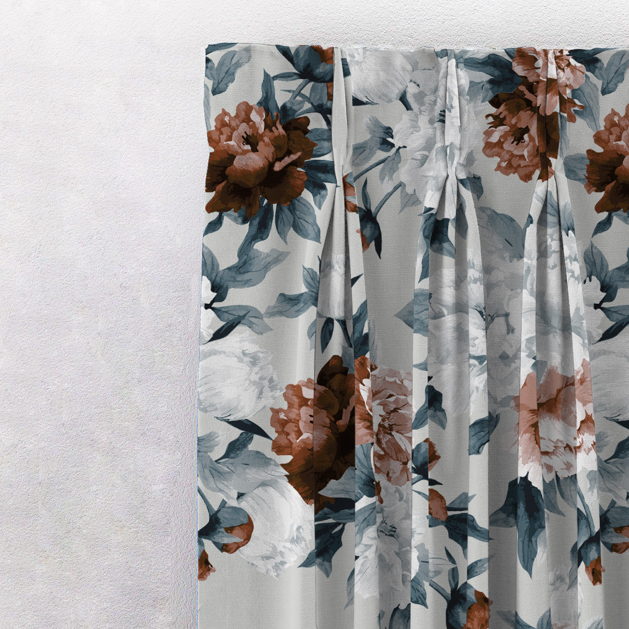 Elegent Floral Print Matt Finish Room Darkening Curtain Set of 2 MTDS230E