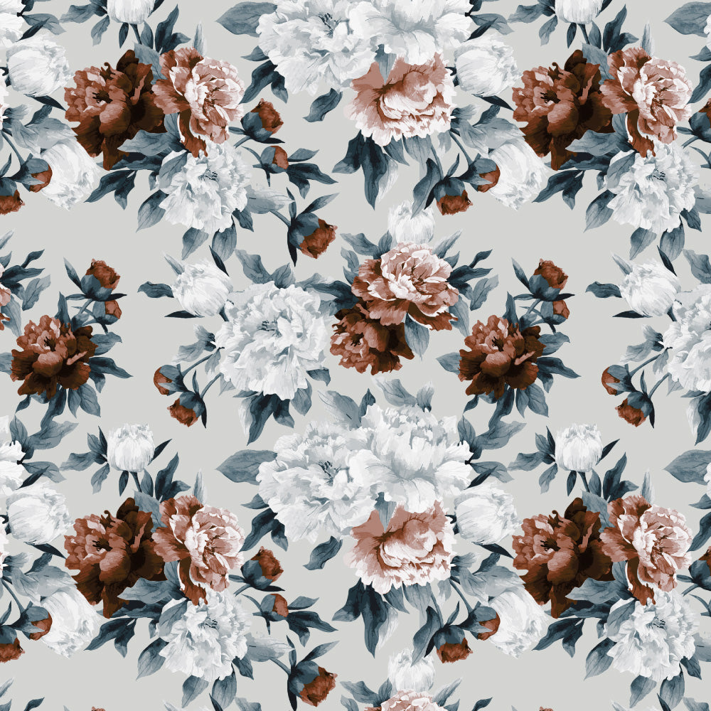 Elegent Floral Print Matt Finish Room Darkening Curtain Set of 2 MTDS230E