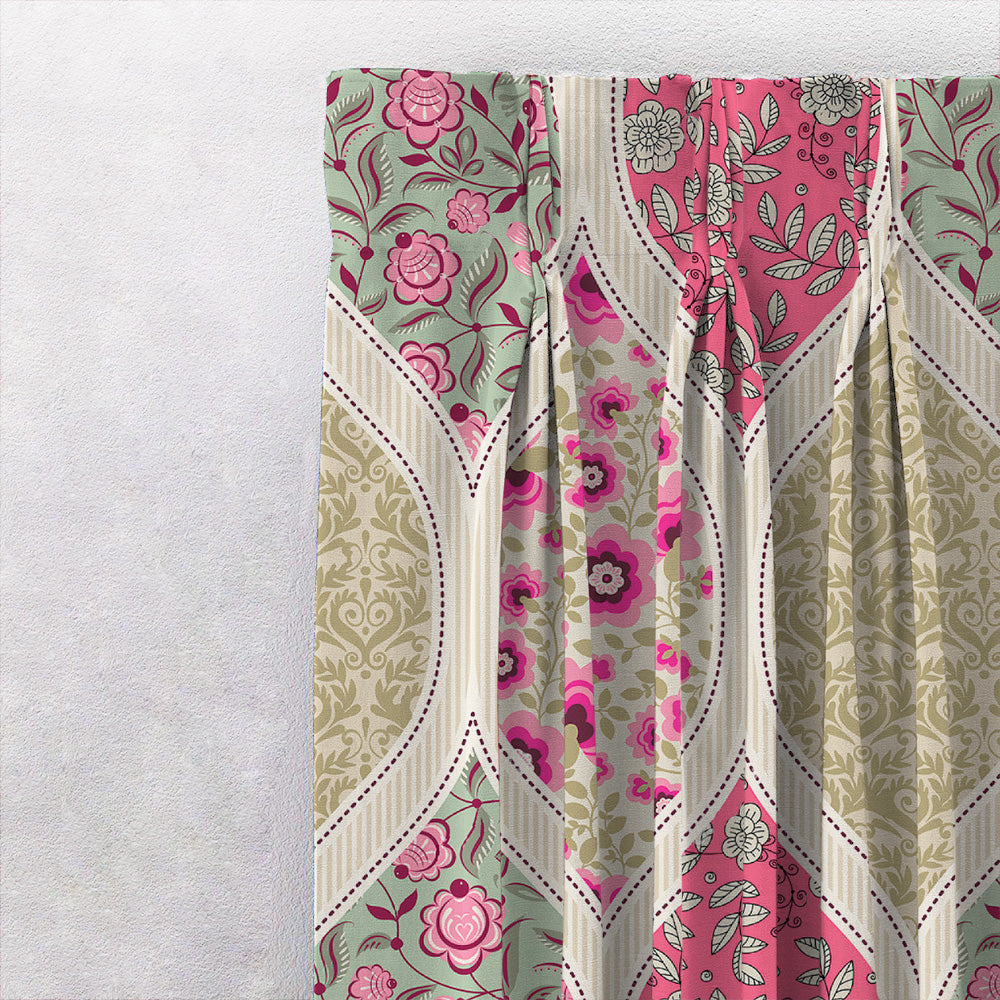 BloomBlock Floral Hot Pink Heavy Satin Room Darkening Curtains Set Of 2 - (DS236A)