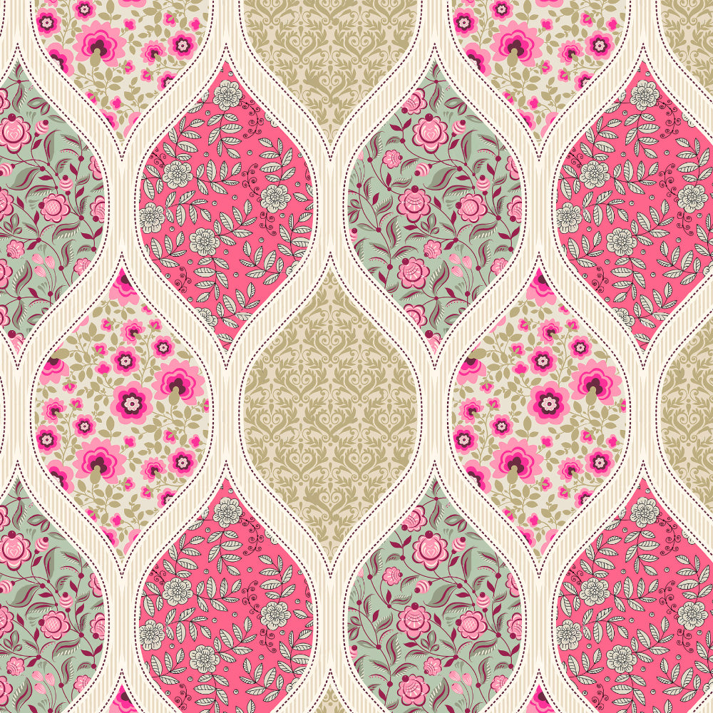 BloomBlock Floral Hot Pink Heavy Satin Room Darkening Curtains Set Of 2 - (DS236A)