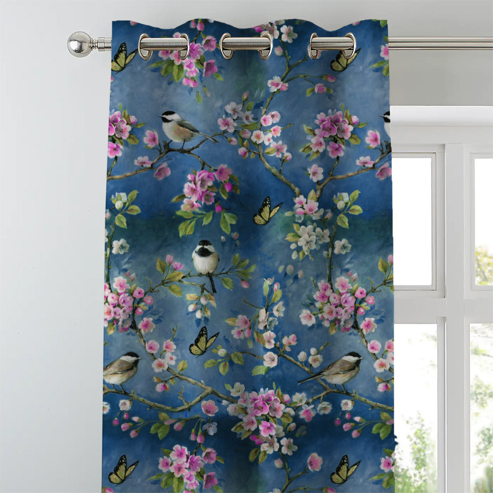 Elegant Floral Print Room Darkening Curtains Set of 2 DS225H