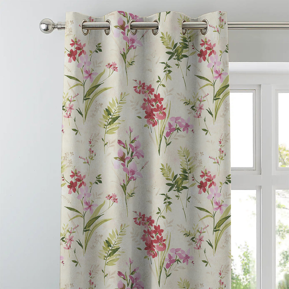 Elegant Floral Print Room Darkening Curtains Set of 2 DS260A