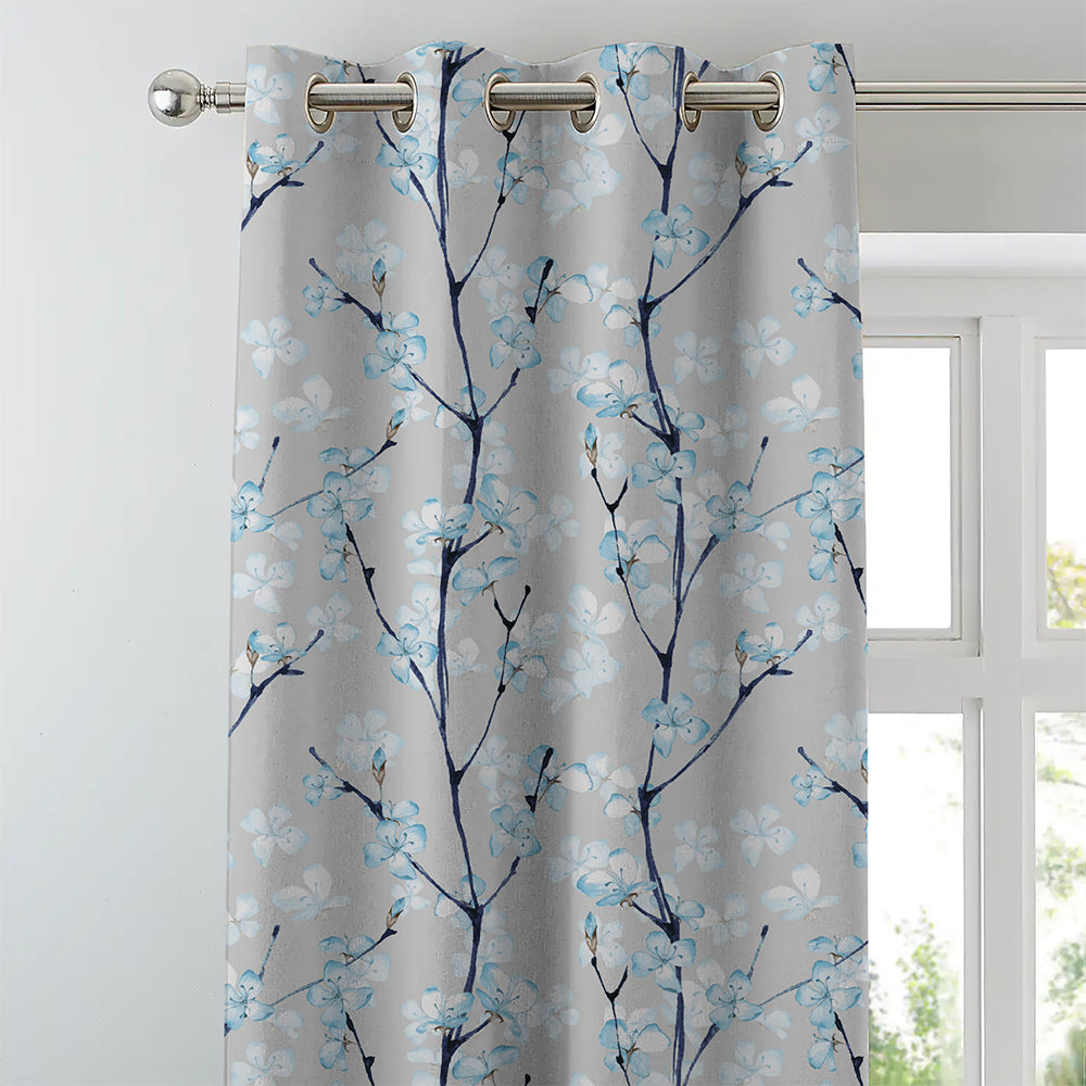 Elegant Floral Print Room Darkening Curtains Set of 2 DS263C