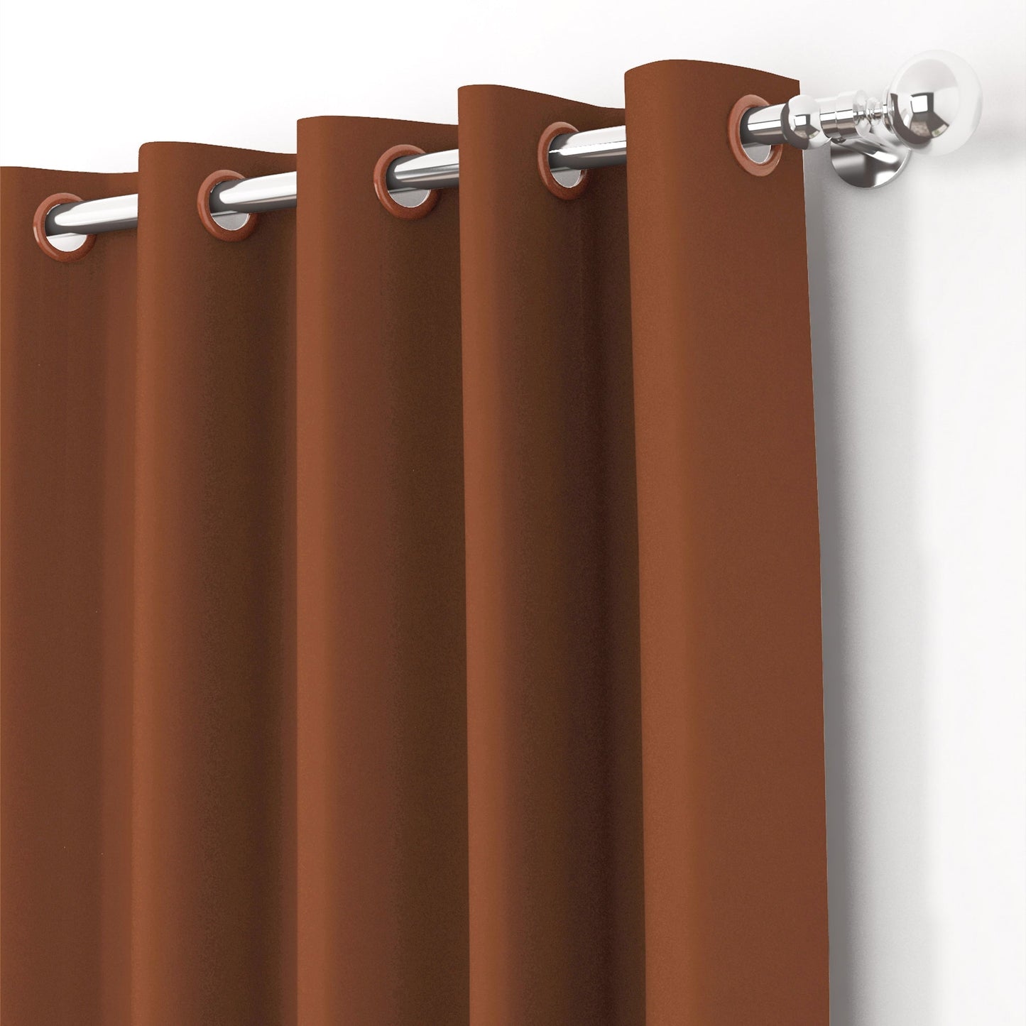 2 Pcs Brown Blackout Faux Silk Room Darkening Window/Door/Semi Long Door/Long Door Curtains