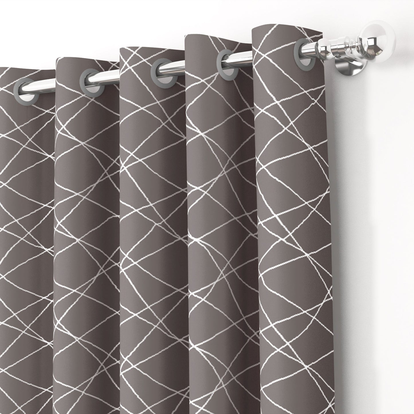 2 Pcs Blackout Foil Grey & Silver Criss Cross Window/Door/Long Door Curtains