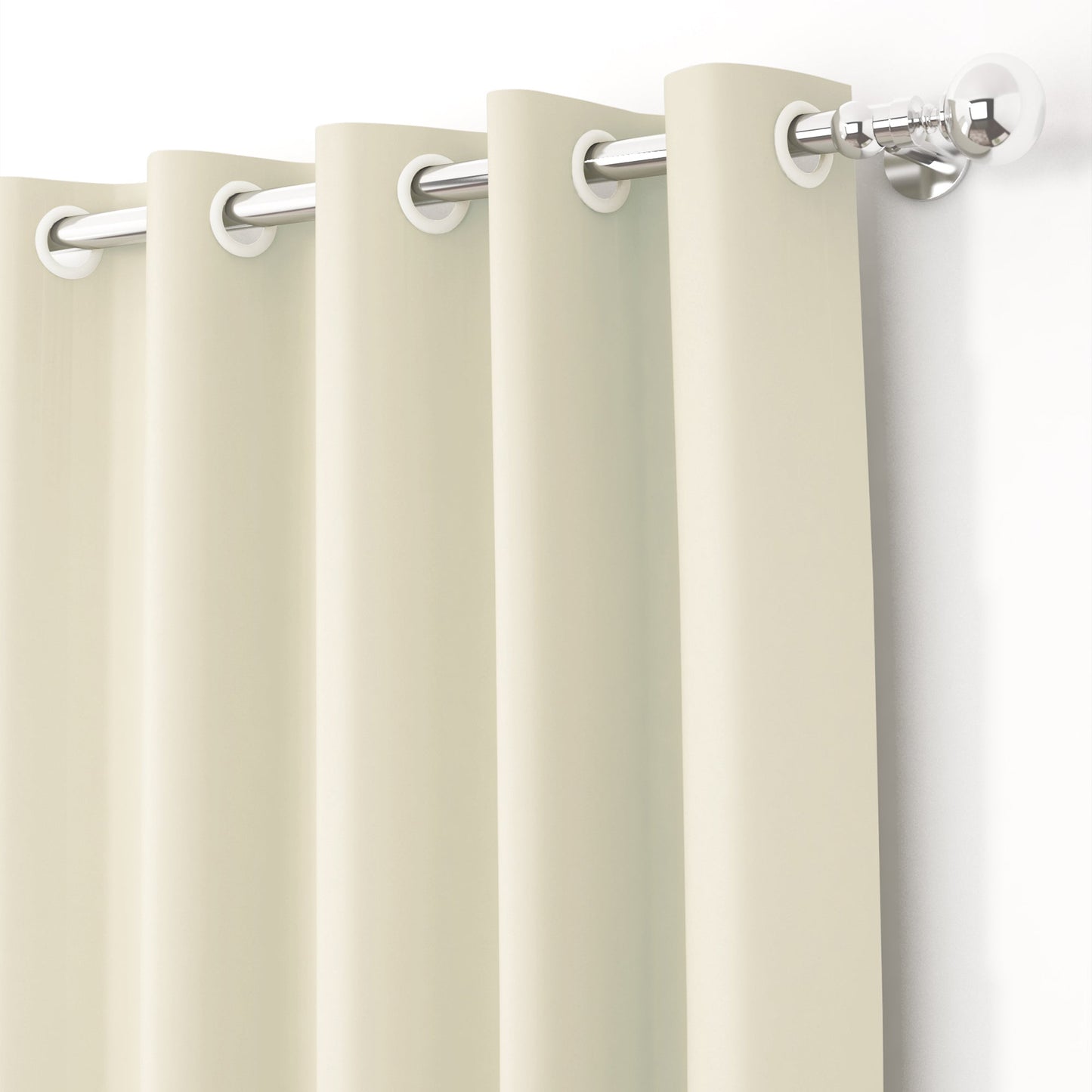 2 Pcs Beige Blackout Faux Silk Room Darkening Window/Door/Semi Long Door/Long Door Curtains