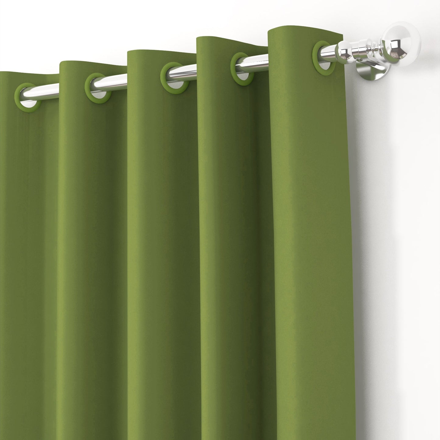 2 Pcs Green Blackout Faux Silk Room Darkening Window/Door/Semi Long Door/Long Door Curtains