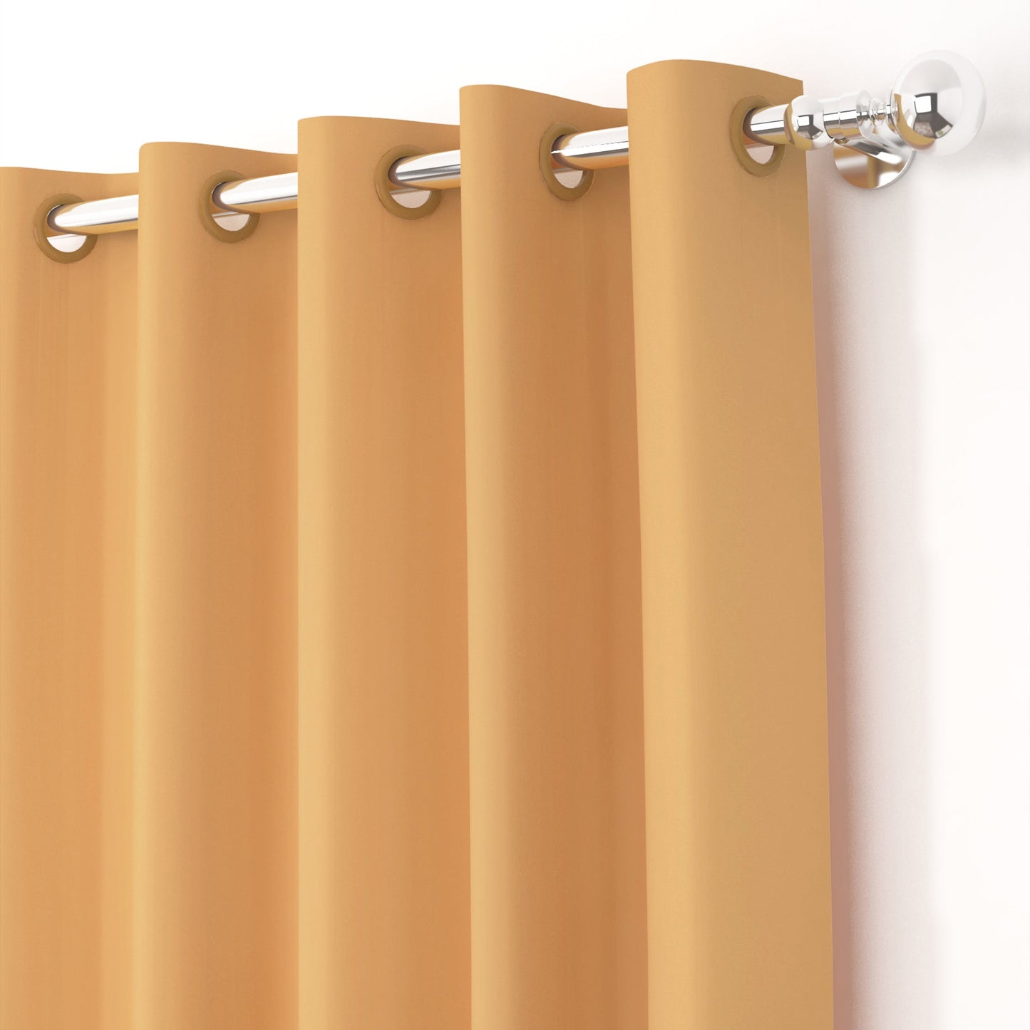 2 Pcs Mustard Blackout Faux Silk Room Darkening Window/Door/Semi Long Door/Long Door Curtains