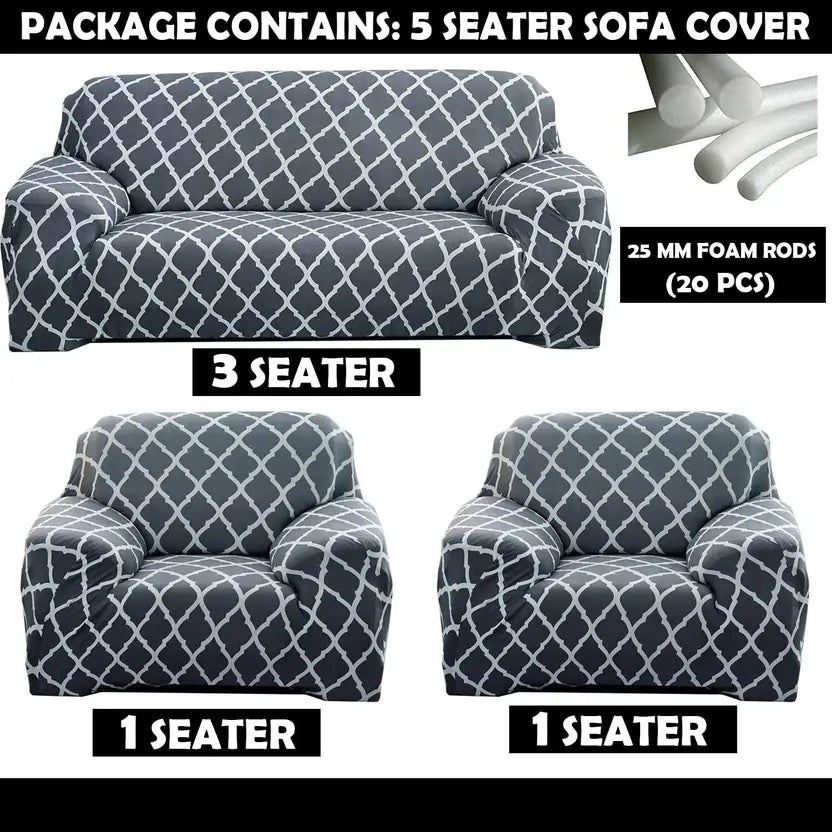 L Shape Sofa Cover-Grey Diamond - Luxury Quality Strechable & Dust-proof Sofa Cover