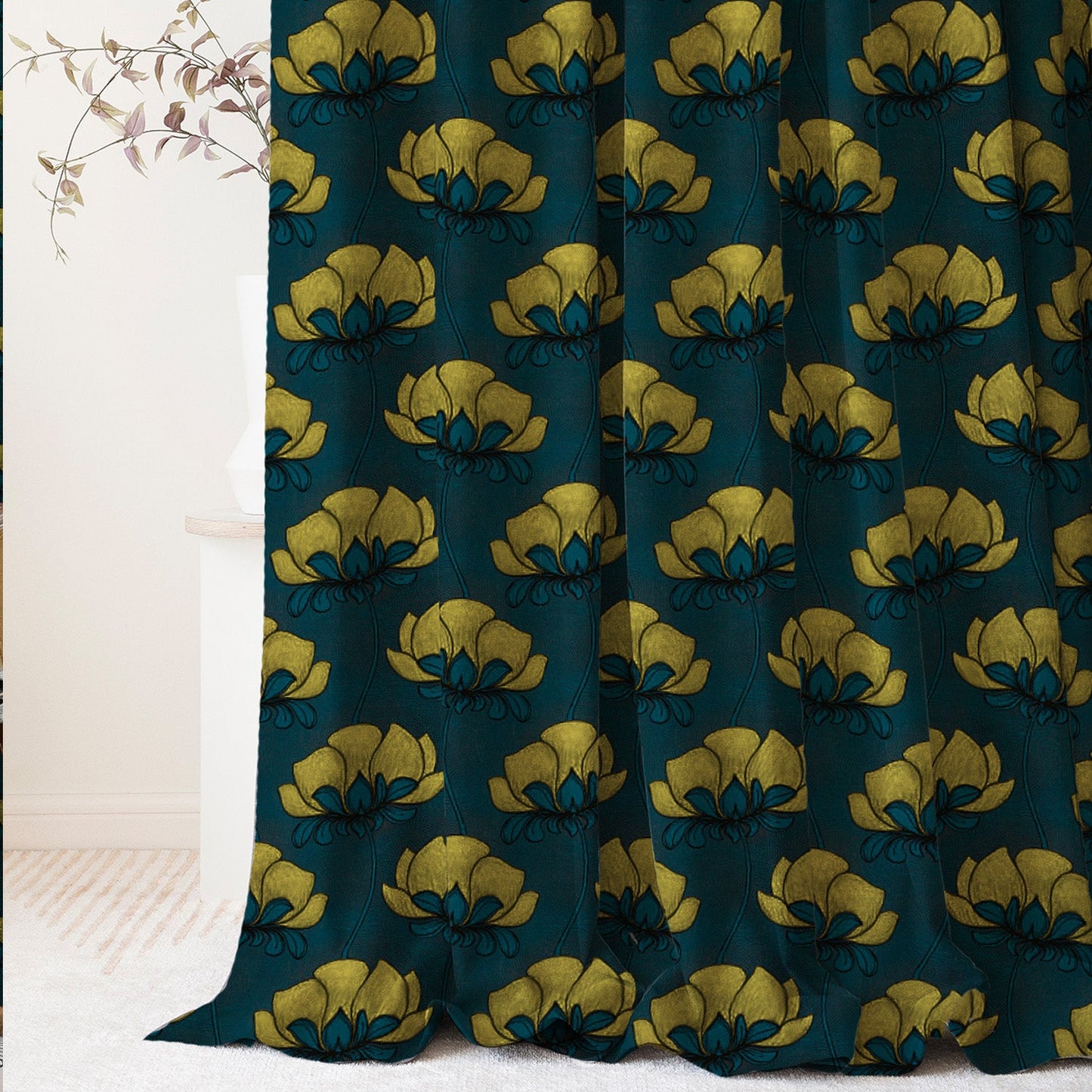 Elegent Indie Print Matt Finish Room Darkening Curtain Set of 2 MTDS318B