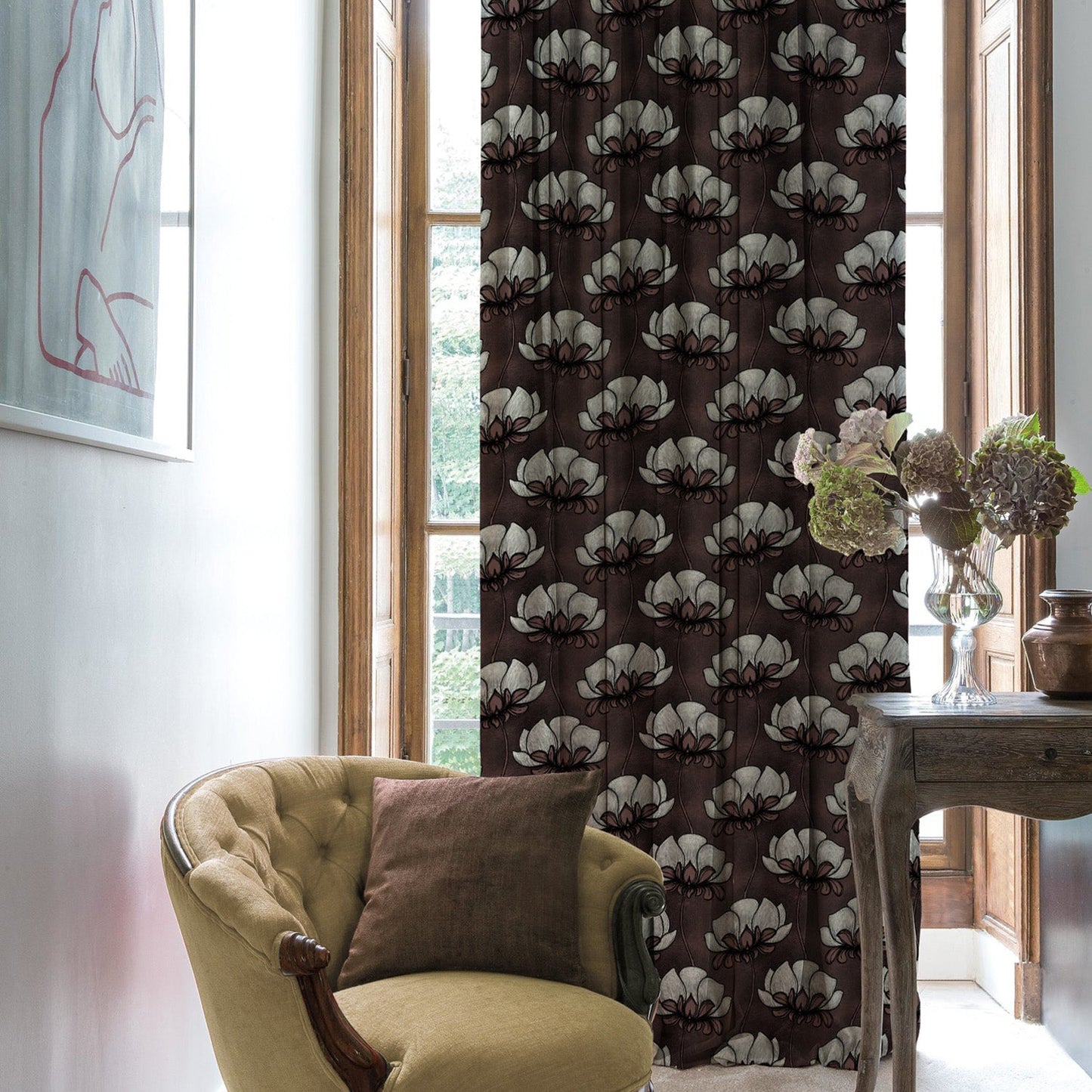 Elegent Indie Print Matt Finish Room Darkening Curtain Set of 2 MTDS318C