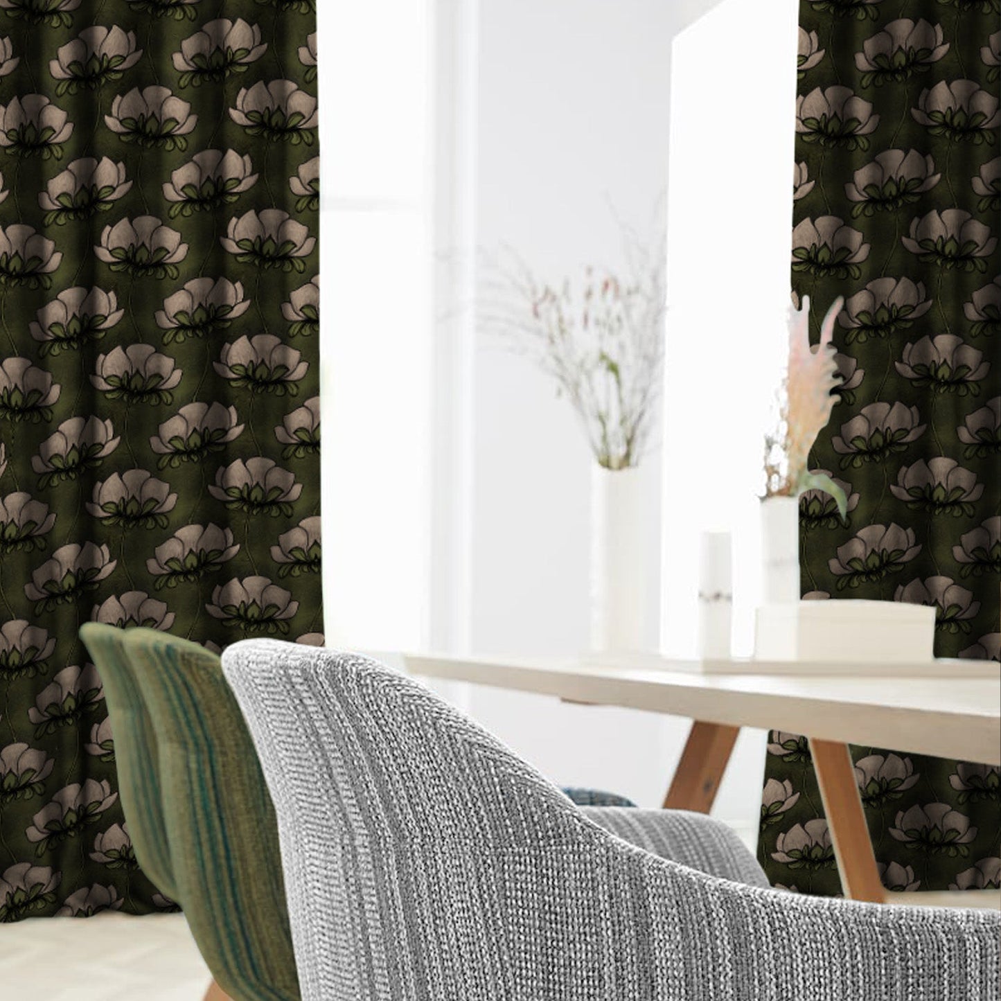 Elegent Indie Print Matt Finish Room Darkening Curtain Set of 2 MTDS318D