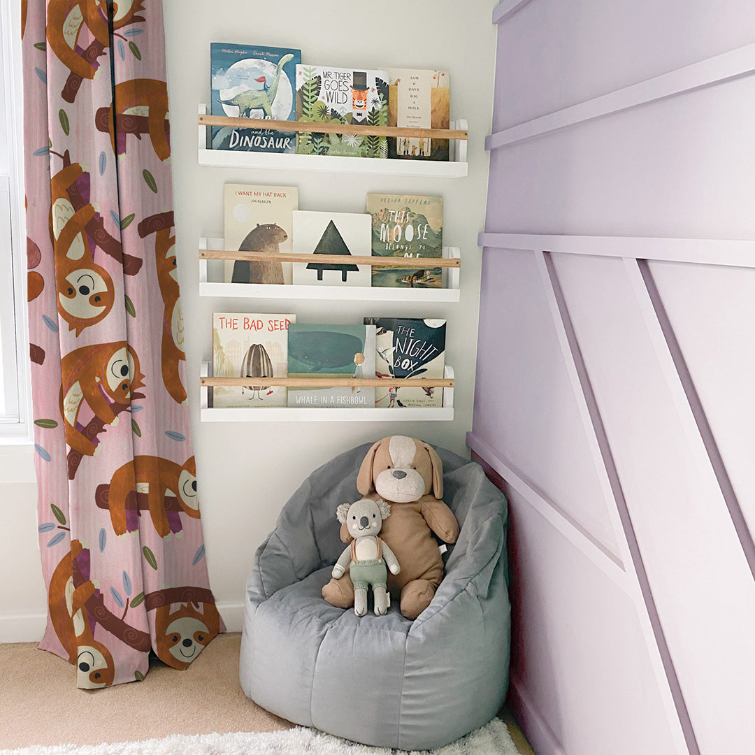 Sleepy Sloth Kids Baby Pink Heavy Satin Room Darkening Curtains Set Of 2 - (DS321B)