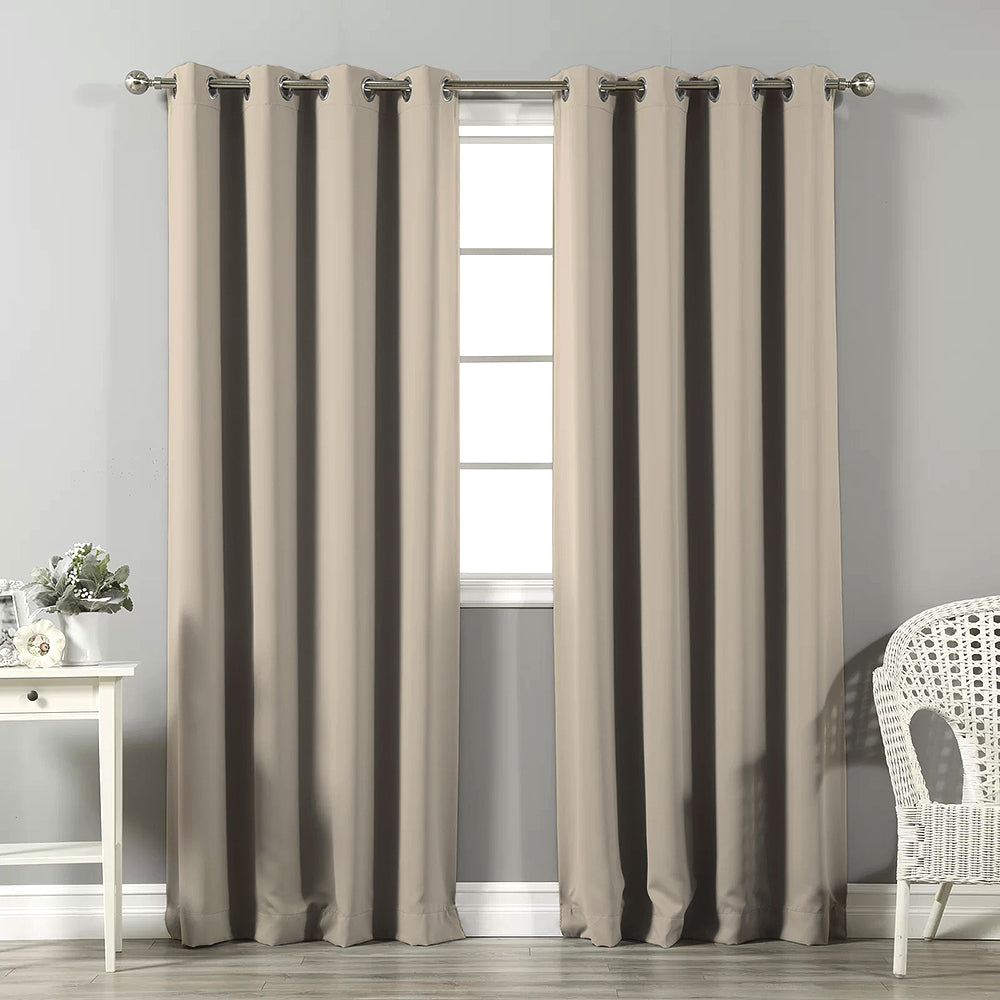 Jacquard Room Darkening Curtains in Bone Beige Set Of 2 - (P326)