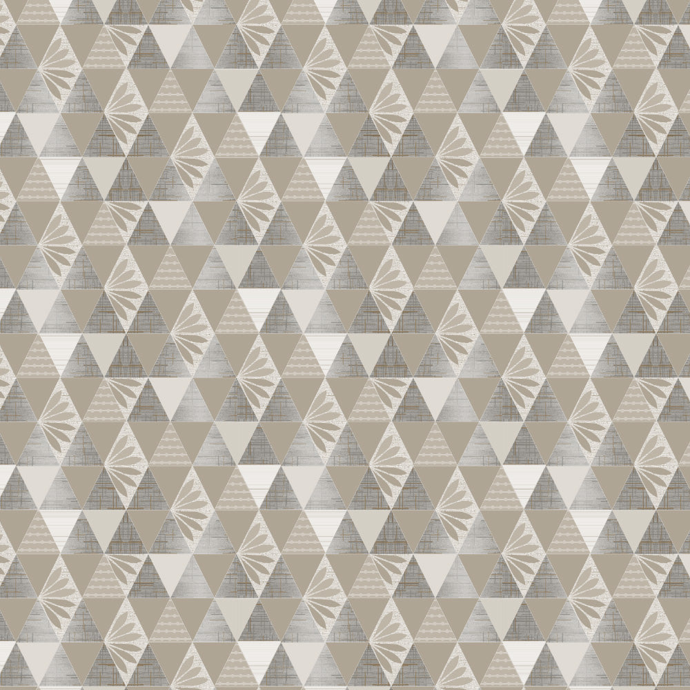 Petal Prism Geometric Cream Beige Heavy Satin Room Darkening Curtains Set Of 2 - (DS339E)