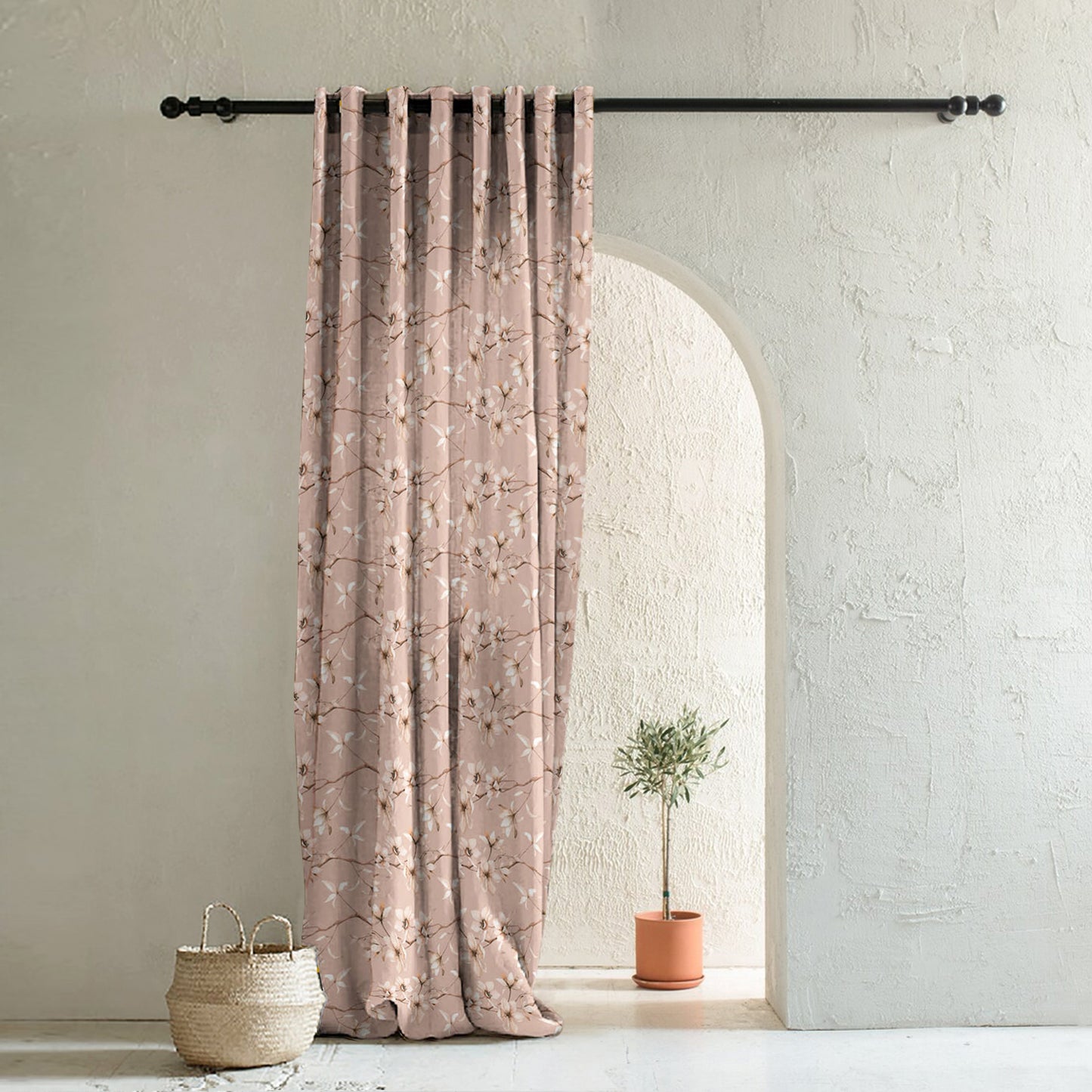 Elegant Floral Print Room Darkening Curtains Set Of 1pc DS367A